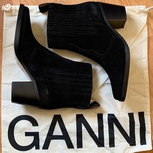 Ganni Western Style Ankle Boots Suede